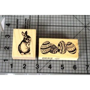 Easter PSX D-1739 Bunny Rabbit & PSX E-573 Egg Cluster Rubber Stamps